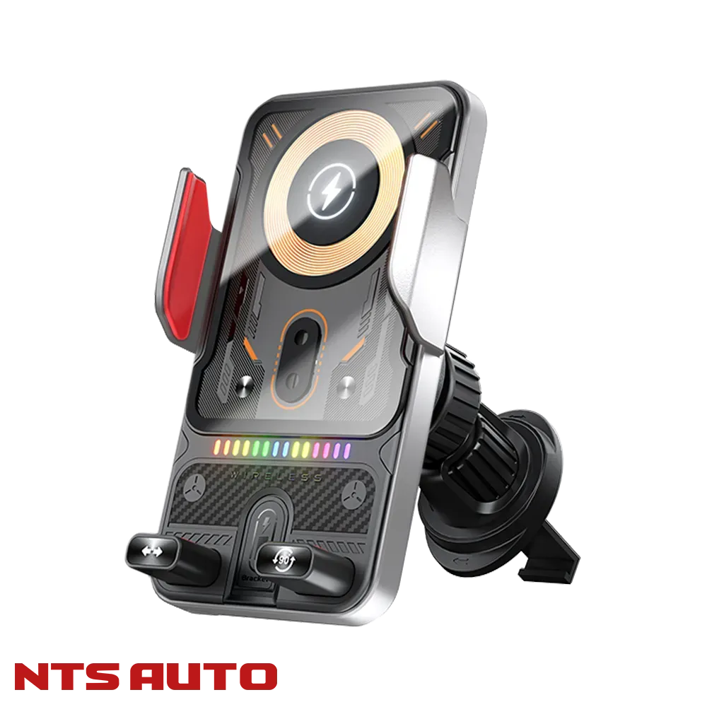 Держатель телефона с беспроводной зарядкой F19 СЕРЕБРЯНЫЙ