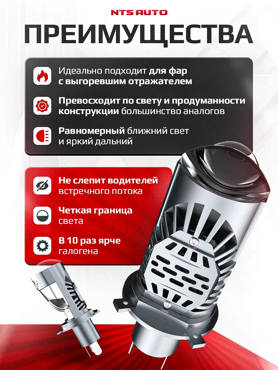 Светодиодная лампа-линза SPICA H4 CANBUS