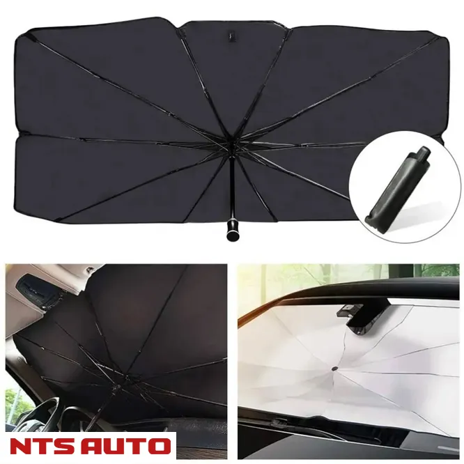 Светоотражающая фольга на лобовое стекло в виде зонта 130Х65см